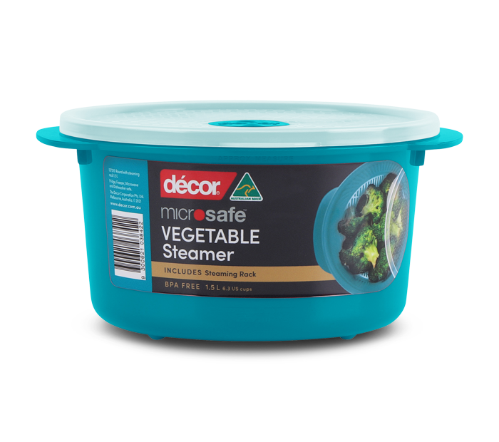 Microwave Steamer, Round, Teal, 1.5L