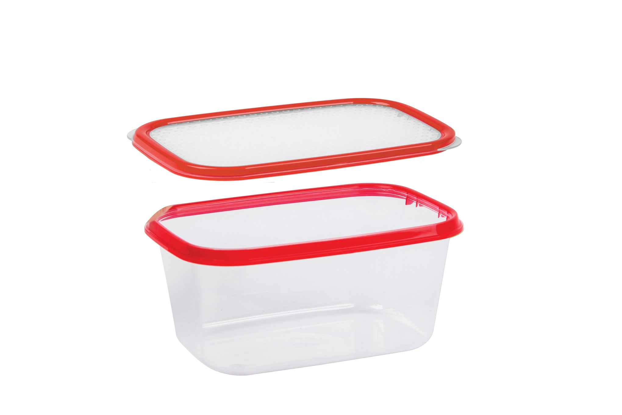 Basics Food Container, Oblong, Red, 1L