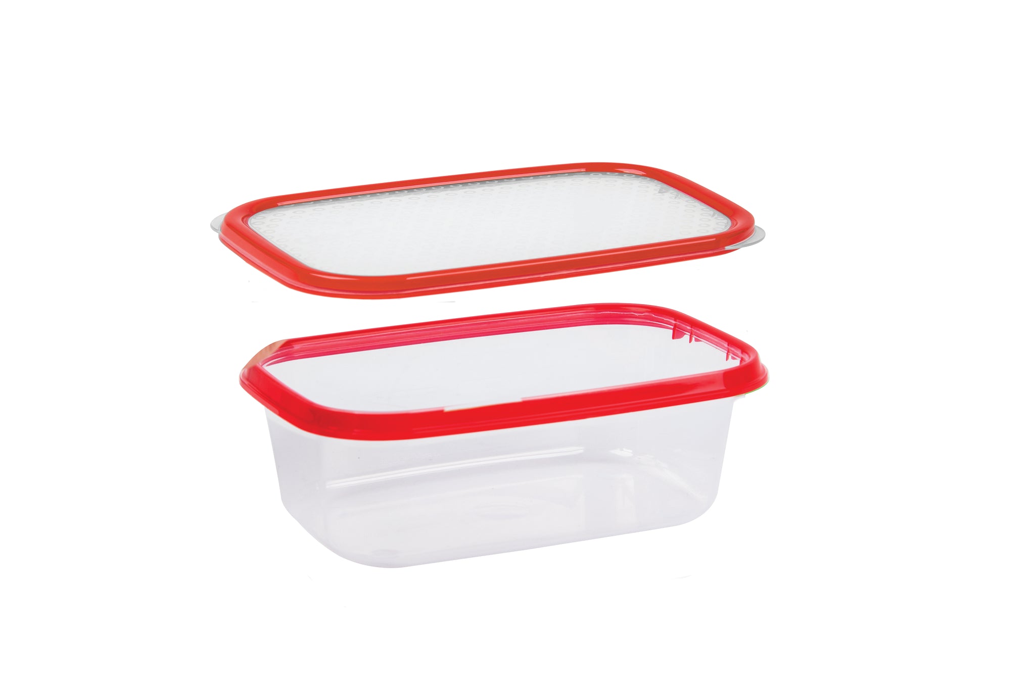 Basics Food Container, Oblong, Red, 600ml