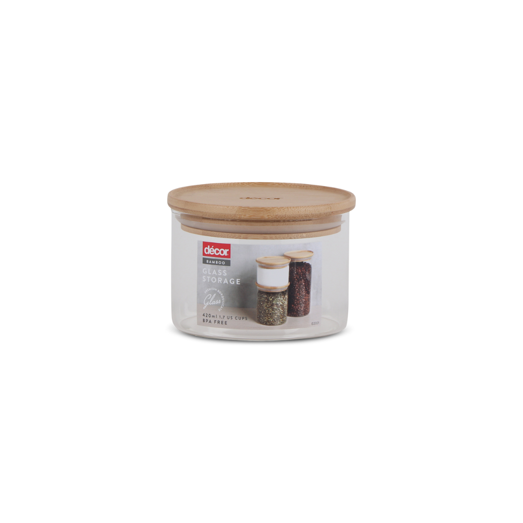 420ml glass jar with bamboo lid by Decor