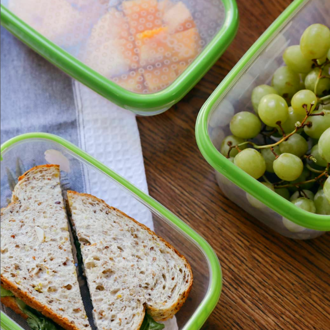 Basics Food Container, Oblong, Green, 1.5L