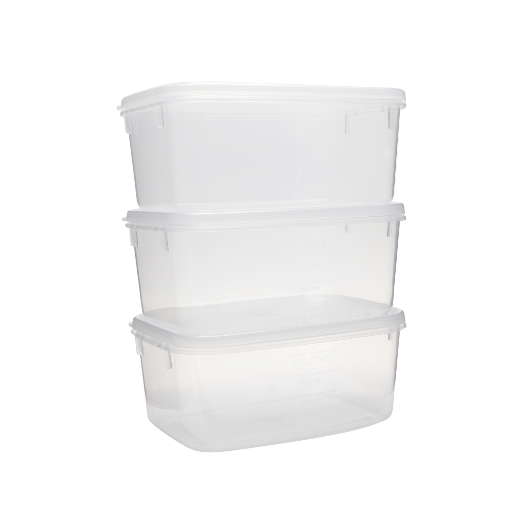 Food Container, Oblong, 1L, Set