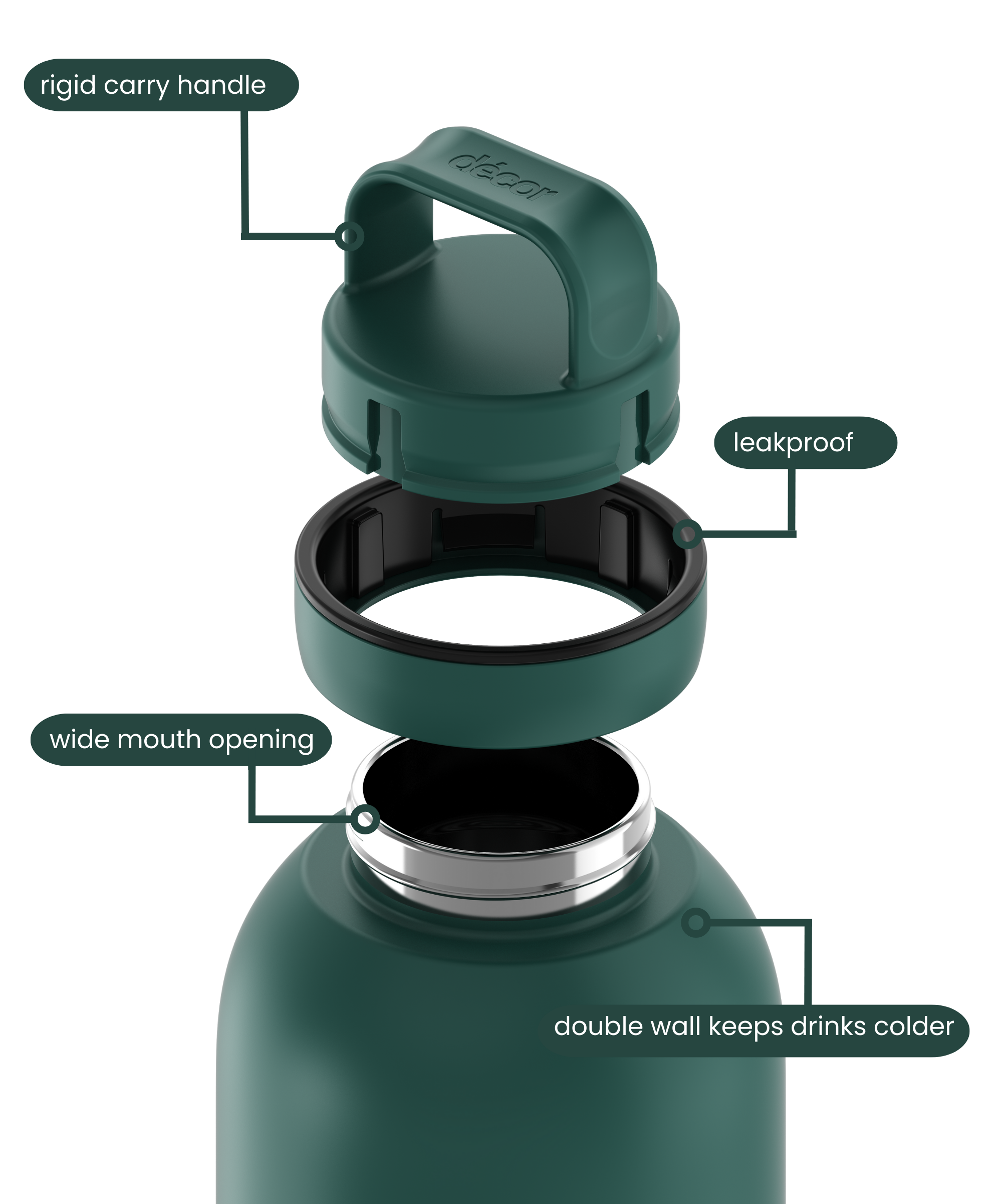 Insulated Stainless Steel Bottle with Screw Cap and Carry Handle, 1.5L