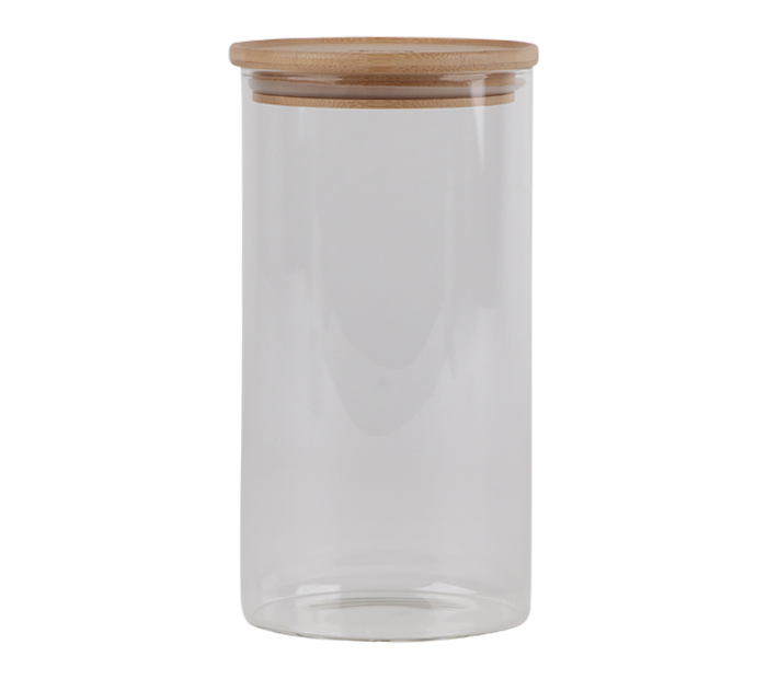 clear glass jar with bamboo lid by Decor
