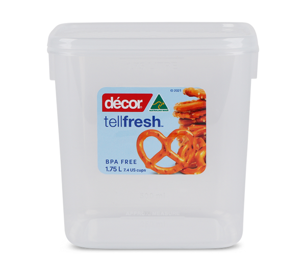 Tellfresh 4-5/8 x 4-5/8 x 4-7/8 1.2 Quart Square Food Storage - Each