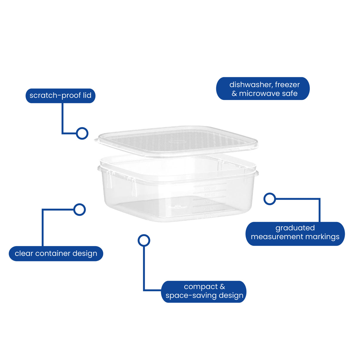 Food Container, Square, 500ml