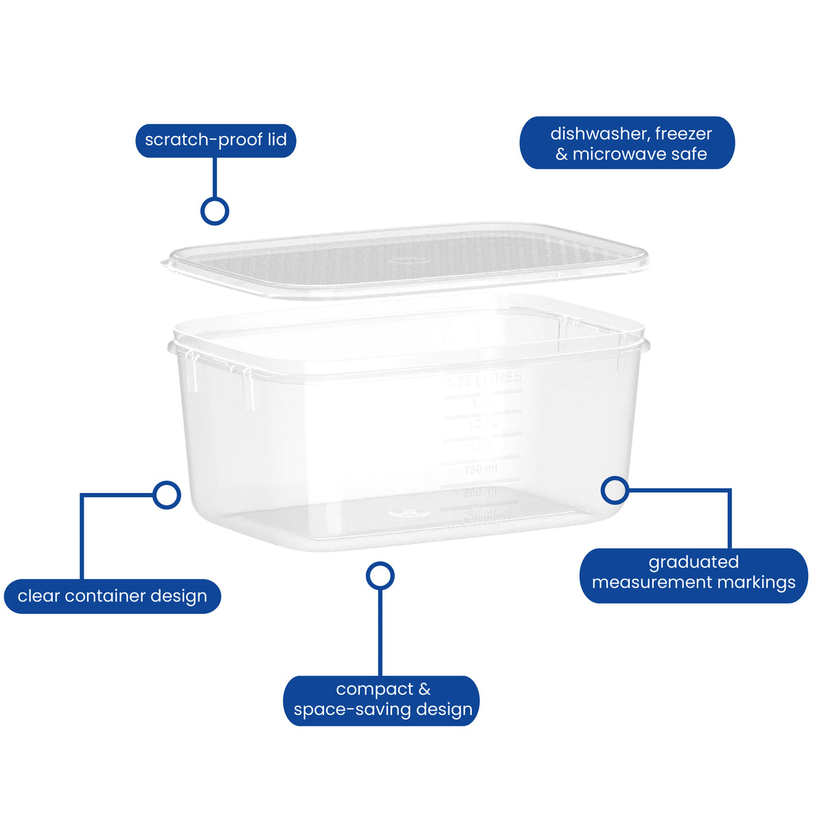 Food Container, Oblong, 1.8L