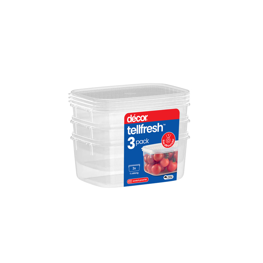 Food Container, Oblong, 1L, Set