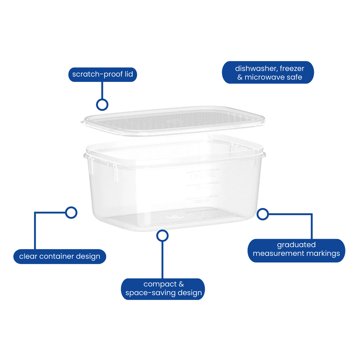 Food Container, Oblong, 1L