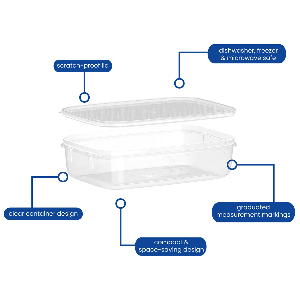 Food Container, Oblong, 900ml