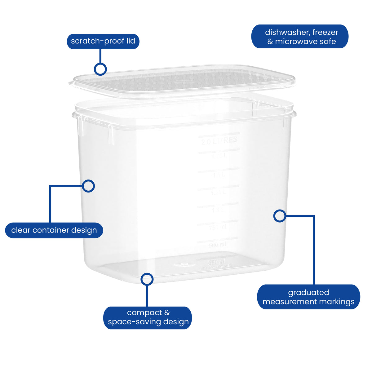 Food Container, Tall, Oblong, 2L