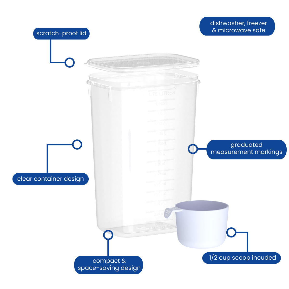 Food Container, Tall, Oblong, 3L
