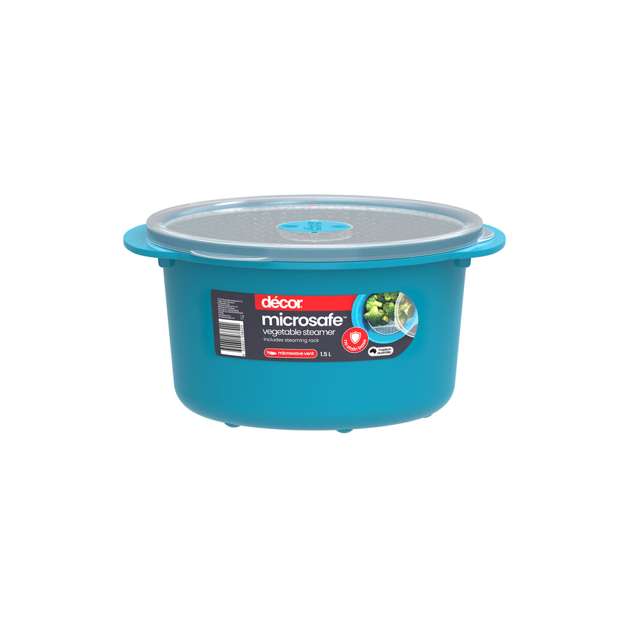 Microwave Steamer, Round, Teal, 1.5L