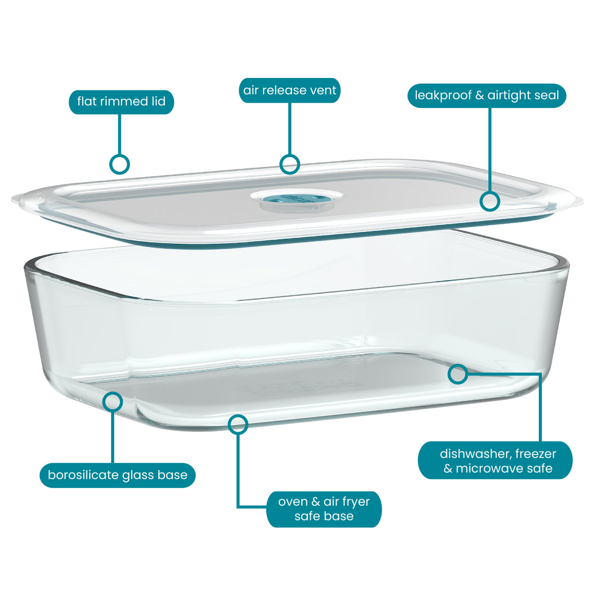 Glass Container, Oblong, 2.5L