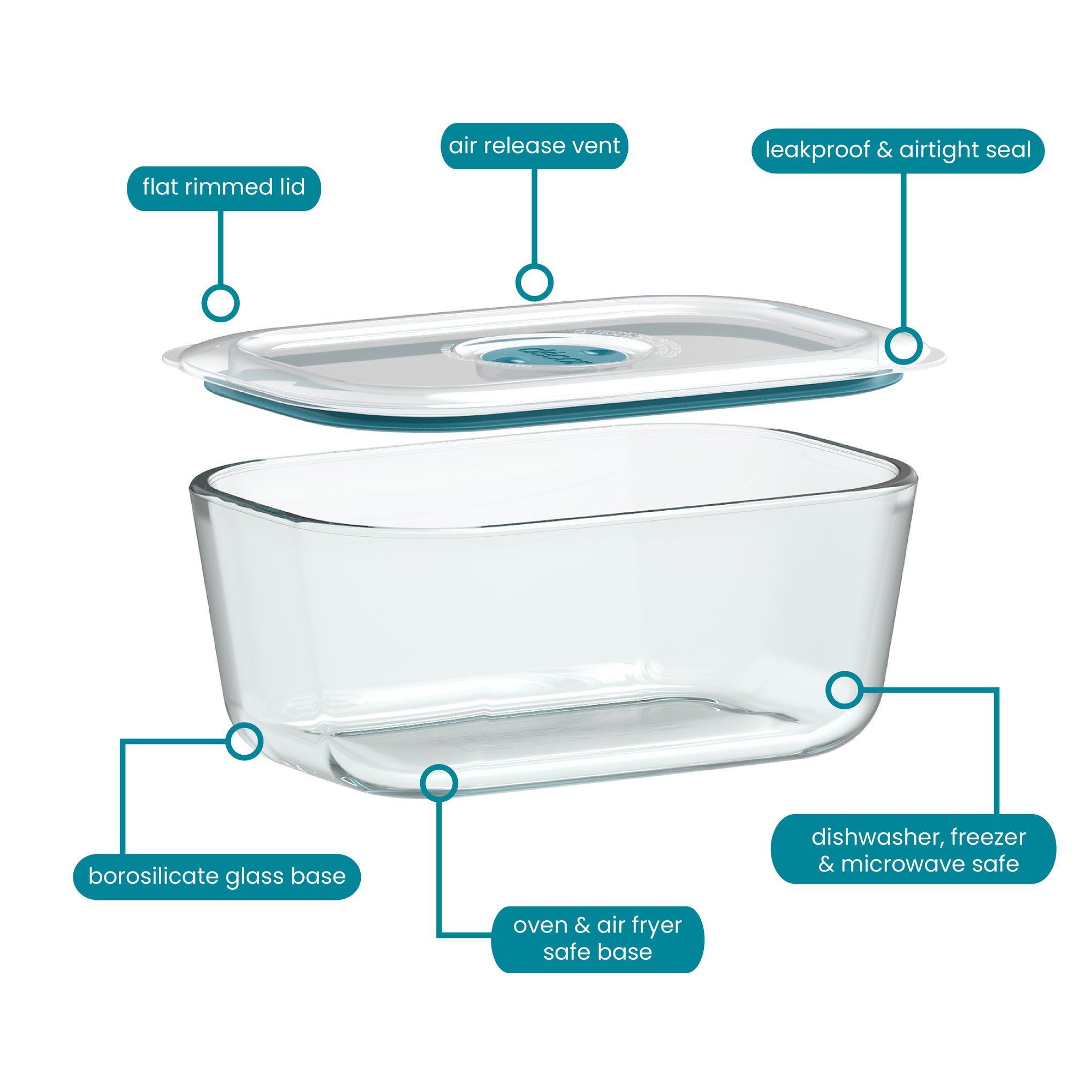 Glass Containers, Oblong, 1L