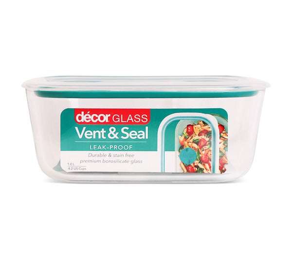 Glass Vacuum Container Rectangular 1.5 Lt Red