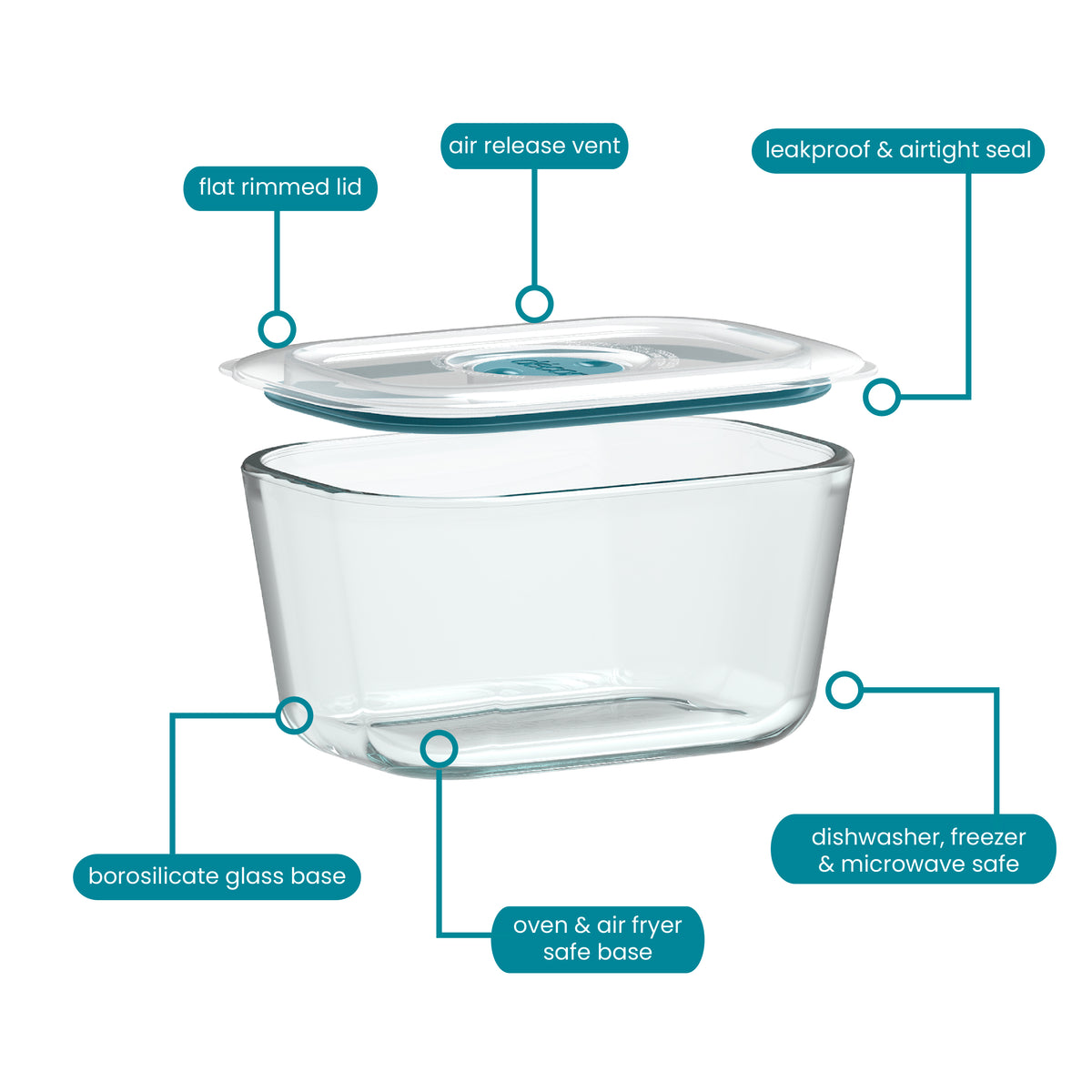 Glass Containers, Oblong, 600ml