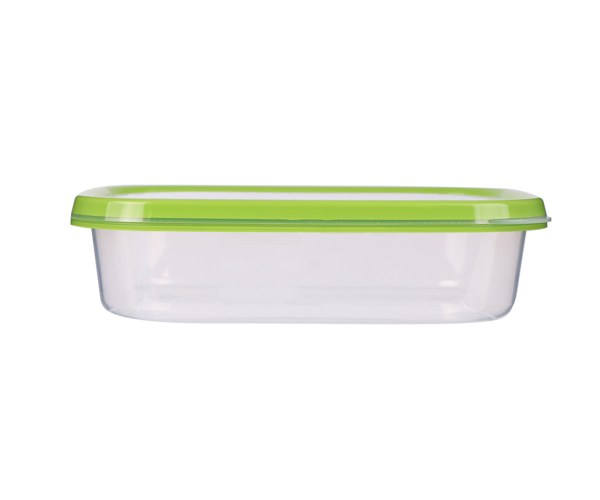 Basics Food Container, Oblong, Green, 800ml