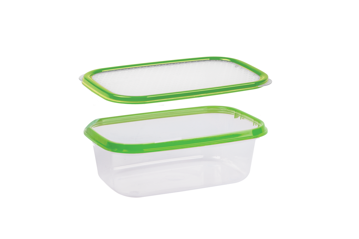 Basics Food Container, Oblong, Green, 800ml
