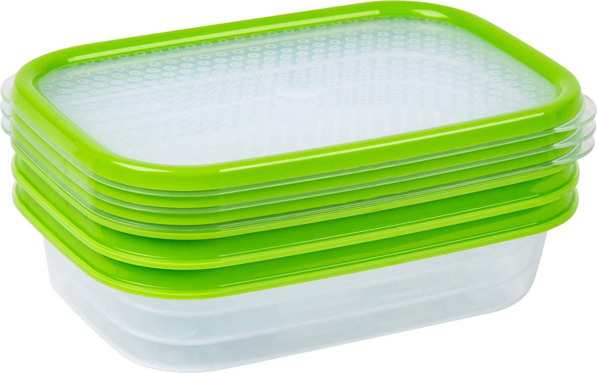 Basics Food Container, Oblong, Green, 800ml