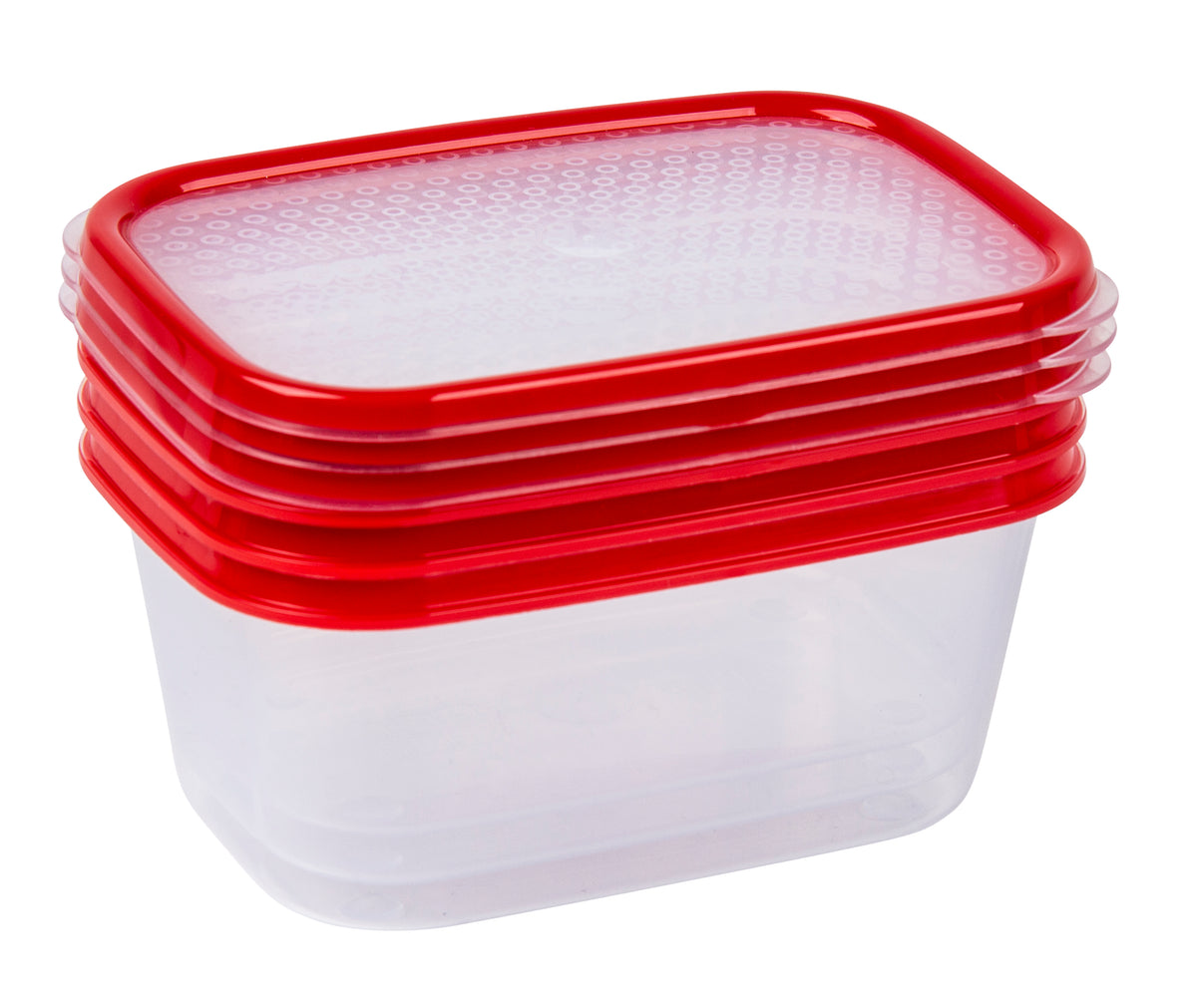 Basics Food Container, Oblong, Red, 1L