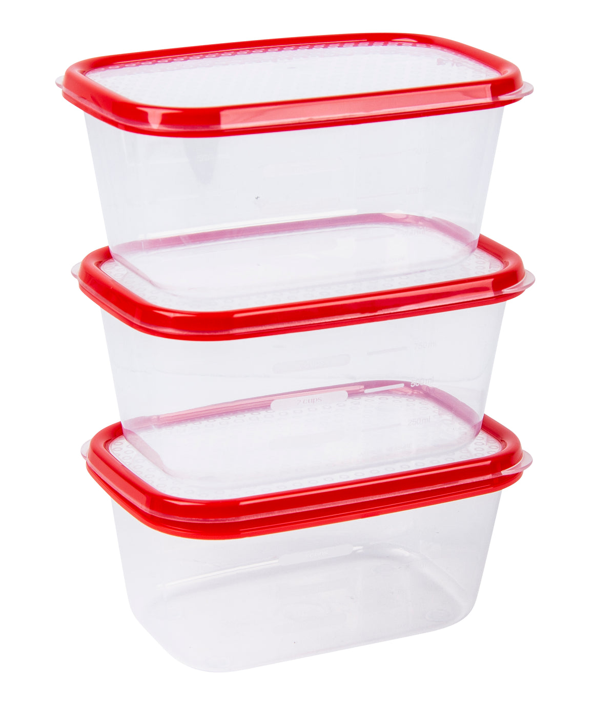 Basics Food Container, Oblong, Red, 1L