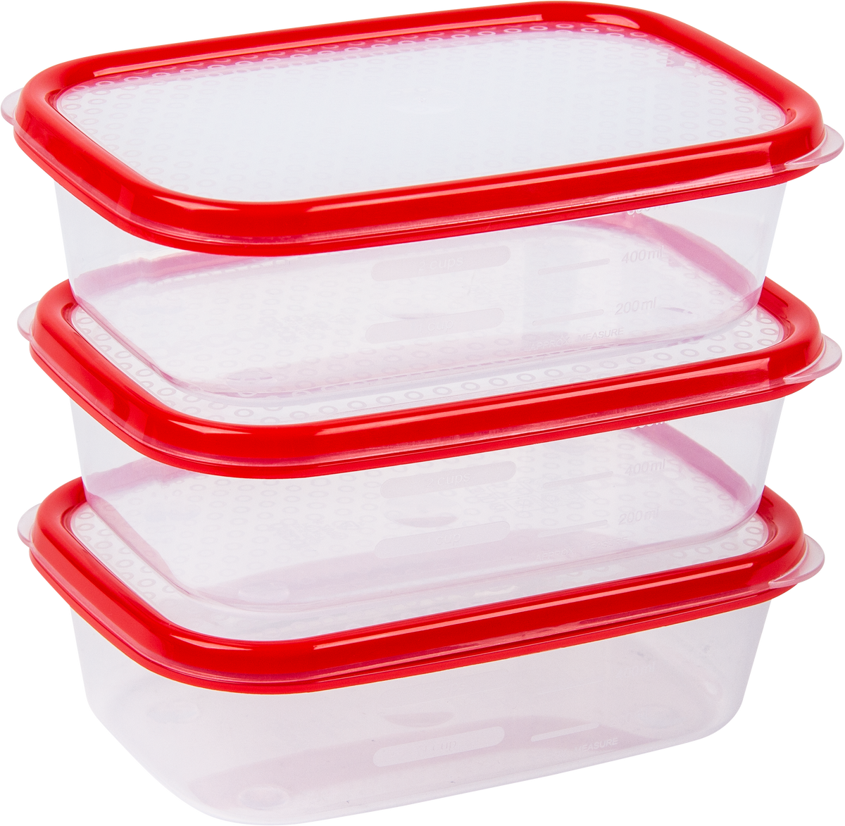 Basics Food Container, Oblong, Red, 600ml