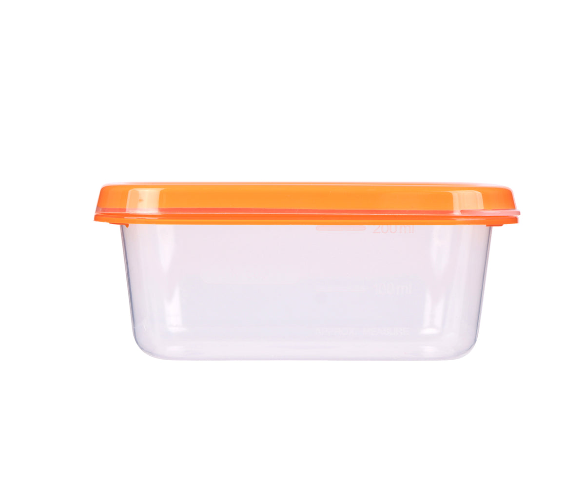 Basics Food Container, Oblong, Orange, 200ml