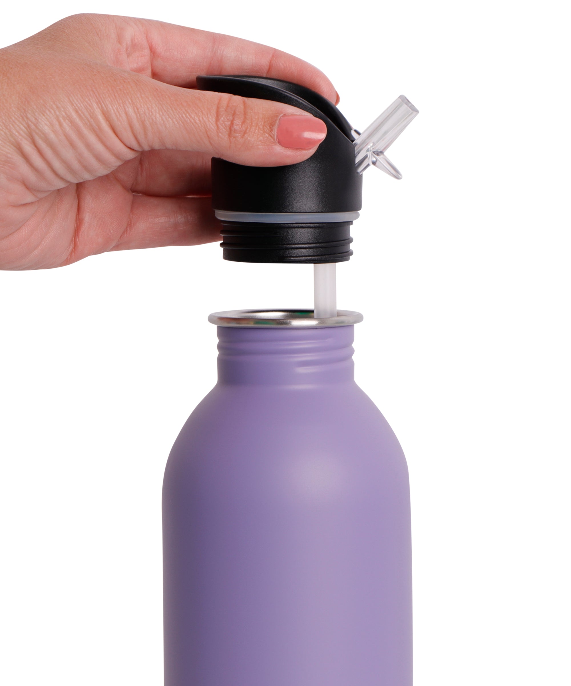 Snap n Seal Straw Cap Stainless Steel Bottle, 1L