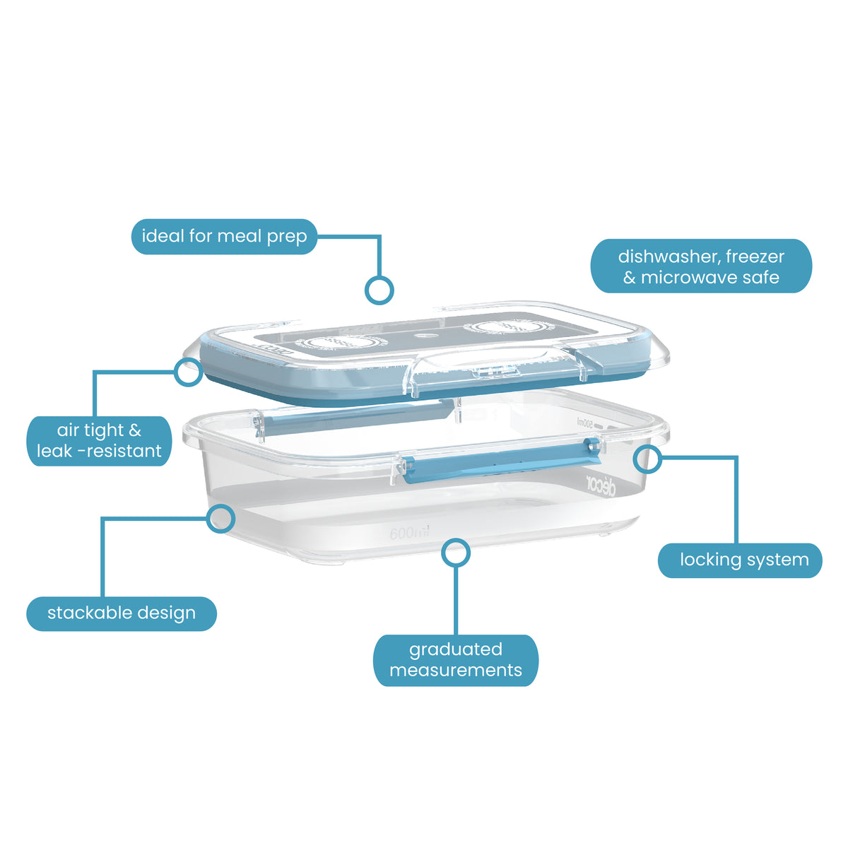 Food Containers, Oblong, 600ml