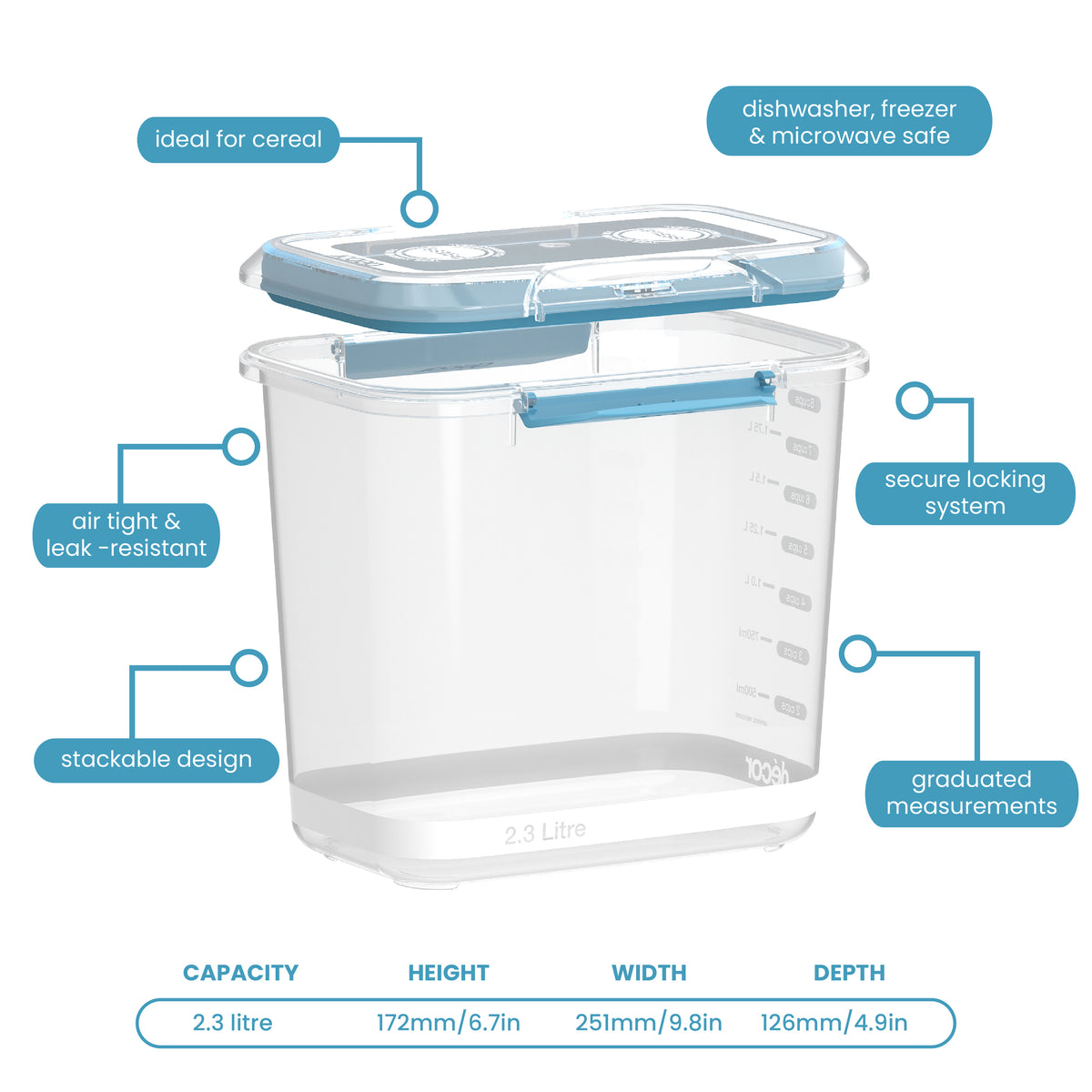 Food Containers, Oblong, 2.3L