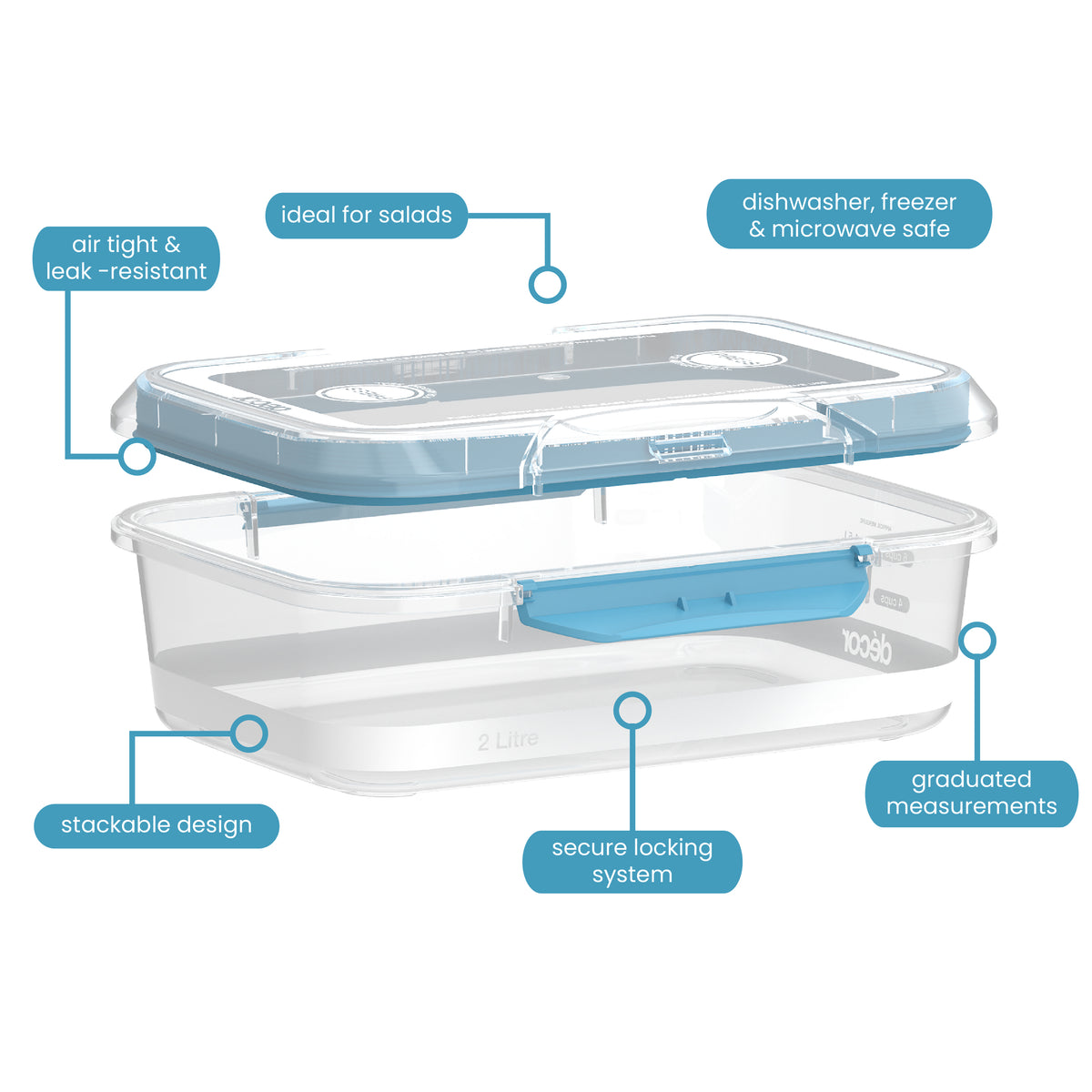 Food Containers, Oblong, 2L