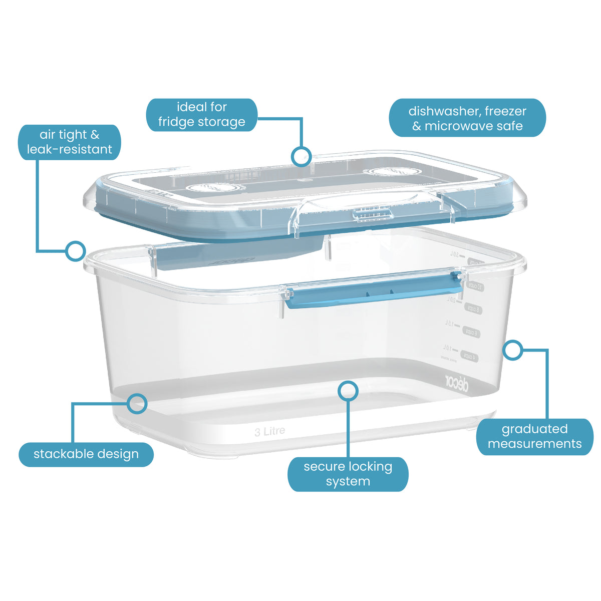 Food Containers, Oblong, 3L