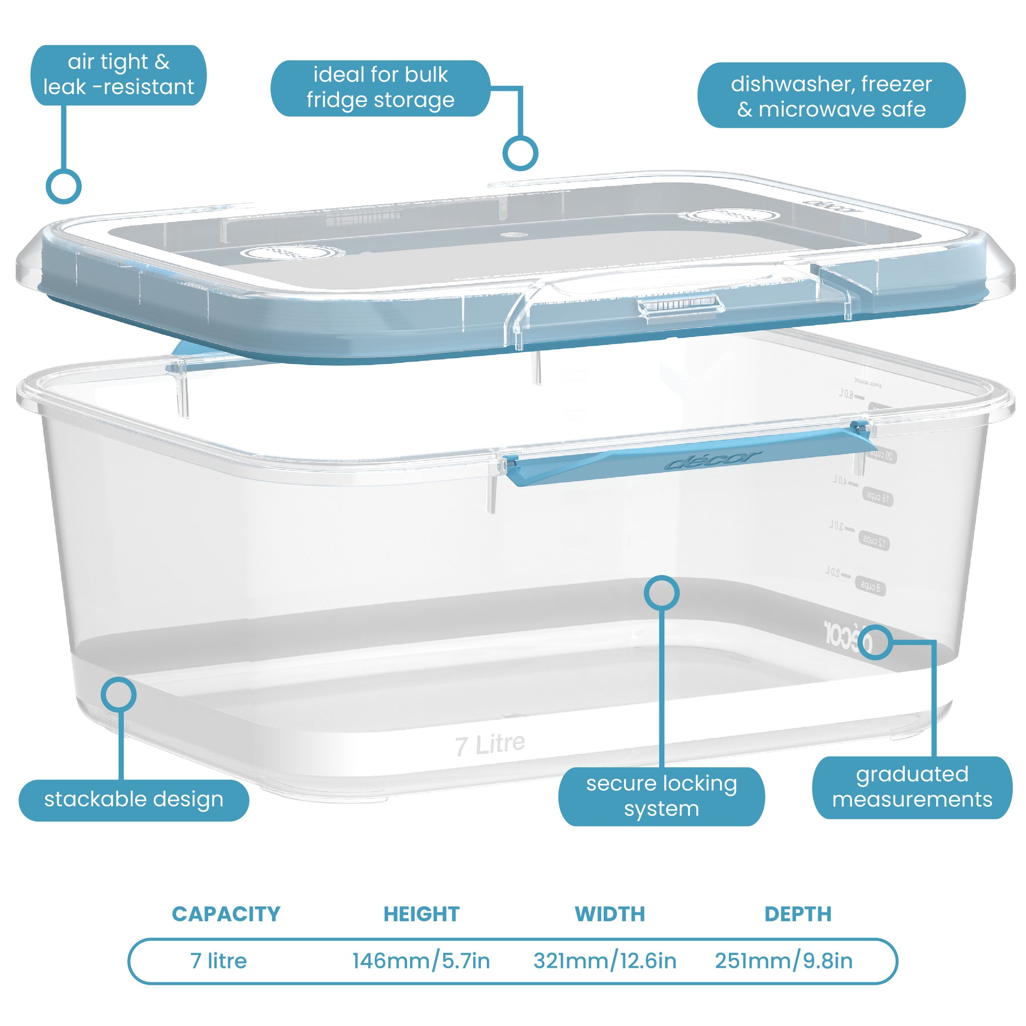 Food Containers, Oblong, 7L