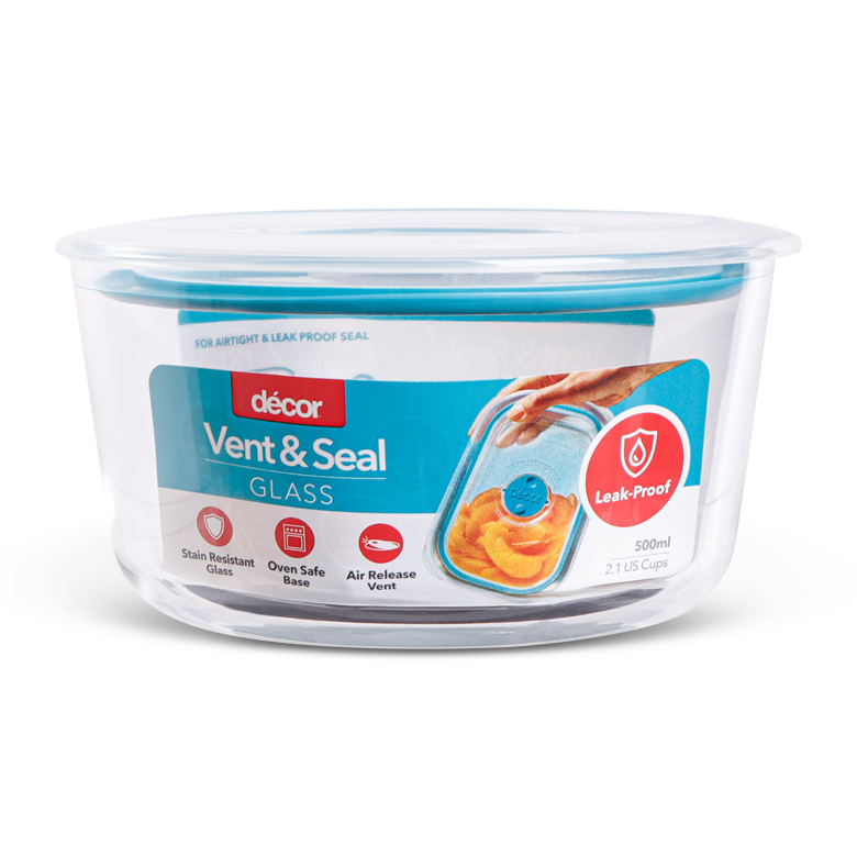 Vent & Seal Glass Container, Round, 500ml | Décor Australia – Décor ...