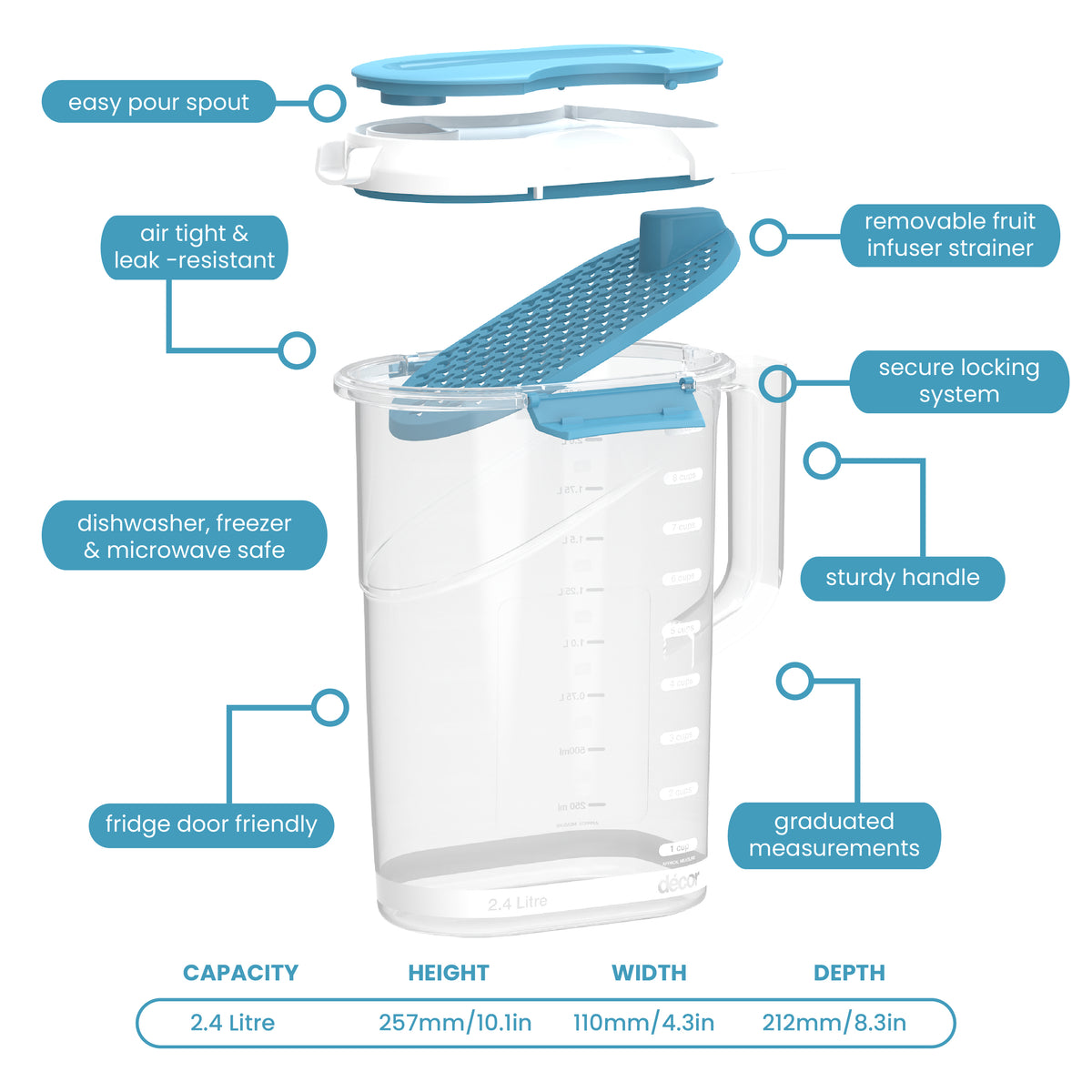 Water Infuser Jug, 2.4L