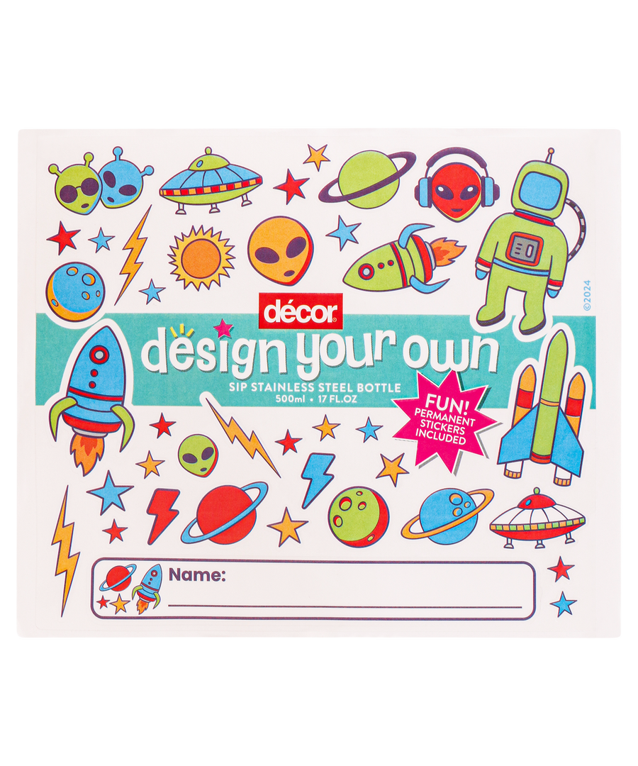 Junior Sip Stainless Steel Bottle, Stickers, Blue