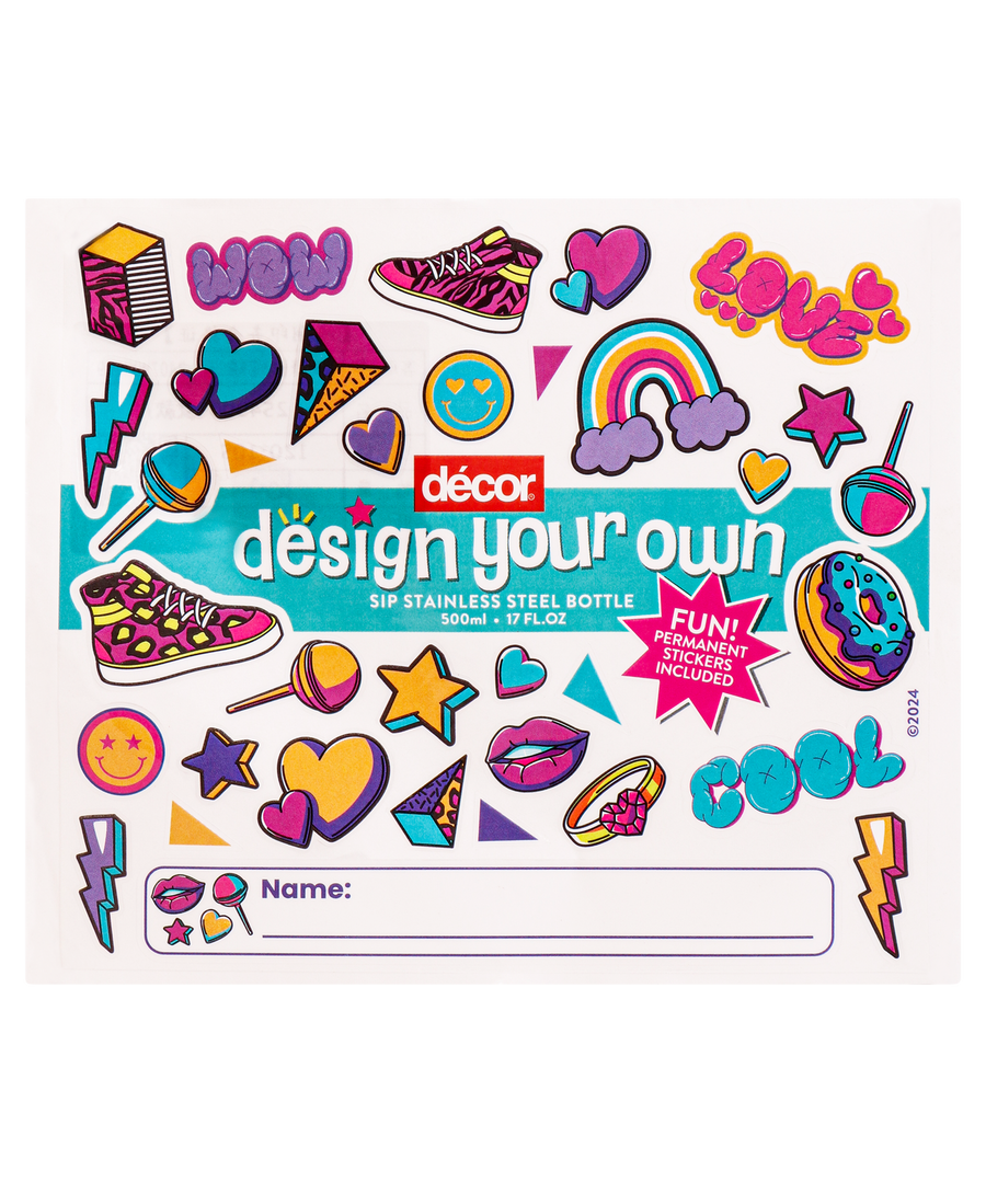 Junior Sip Stainless Steel Bottle, Stickers, Purple