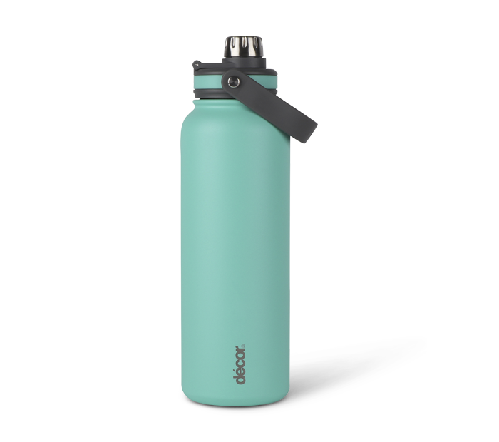 Turqoise Decor Adventurer Drink Bottle with screw on lid and rubber handle.