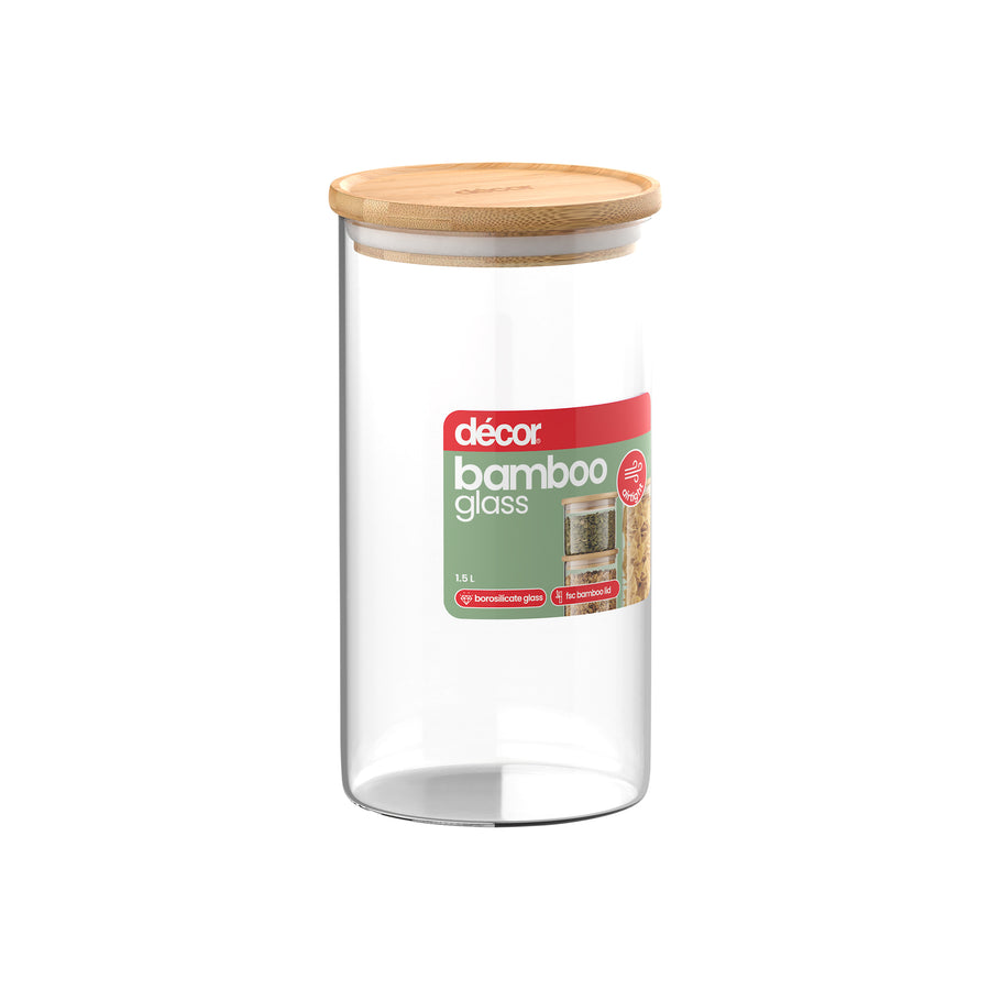 Glass Bamboo Canister, 1.5L