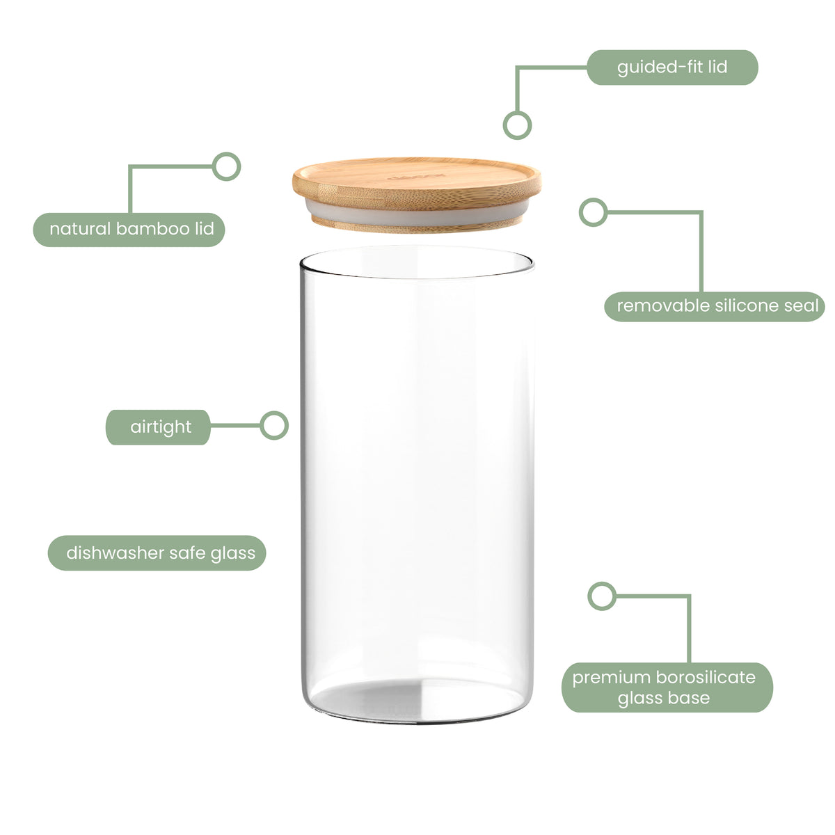 Glass Bamboo Canister, 1.5L