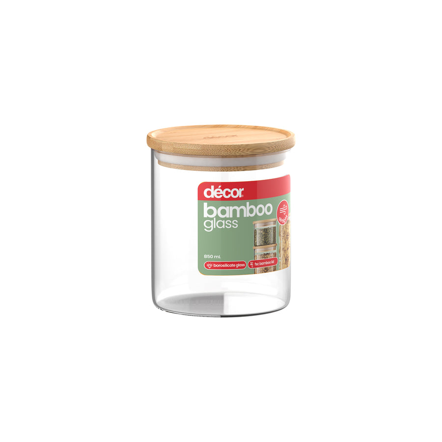Glass Bamboo Canister, 850ml