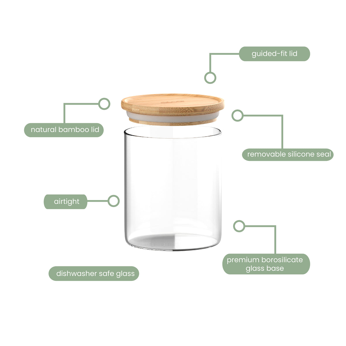 Glass Bamboo Canister, 850ml