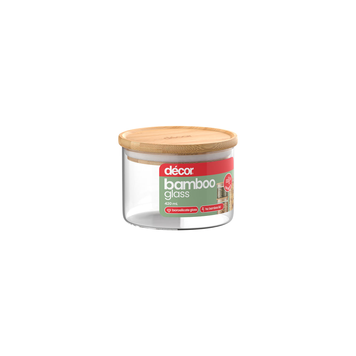 Glass Bamboo Canister, 420ml