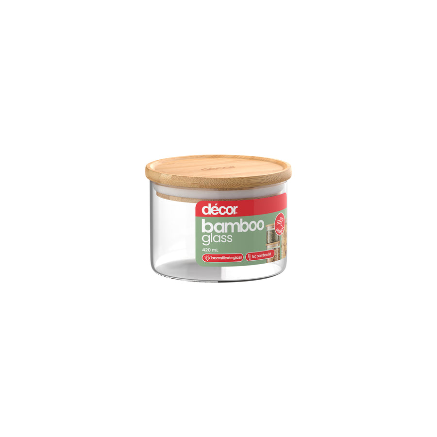 Glass Bamboo Canister, 420ml