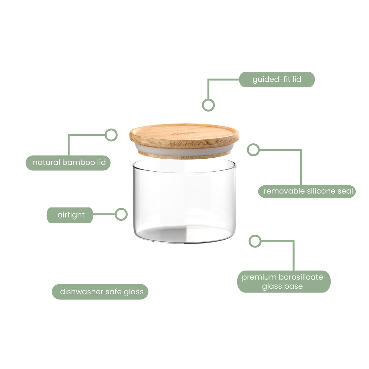 Glass Bamboo Canister, 420ml