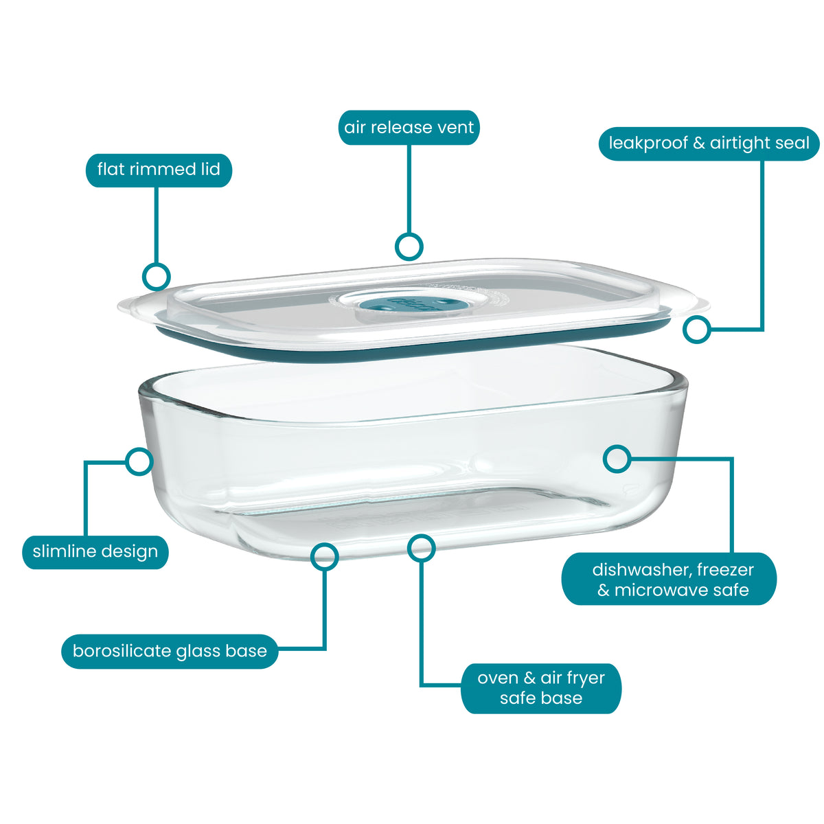 Glass Containers, Slimline, Oblong, 650ml