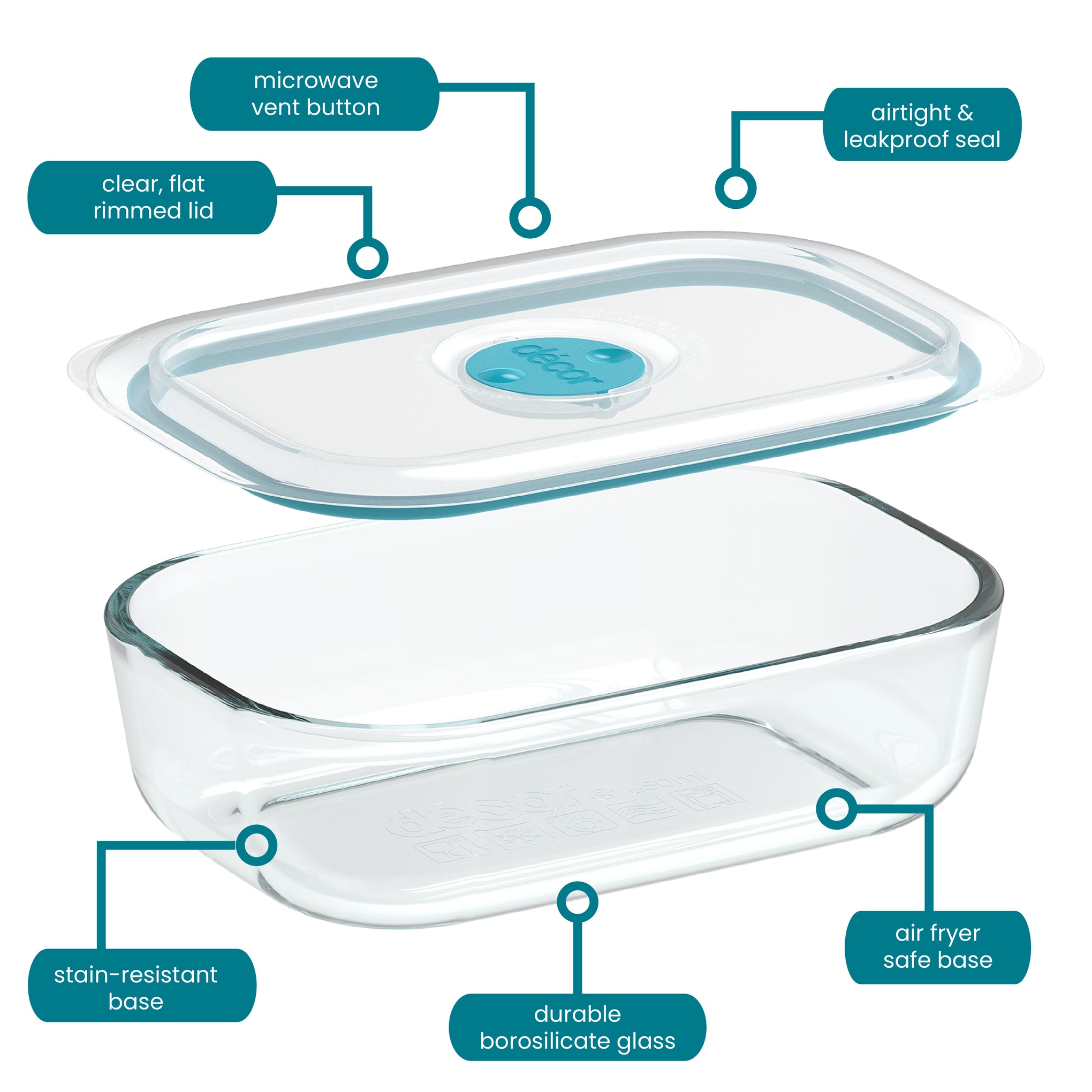 Glass Containers, Slimline, Oblong, 650ml