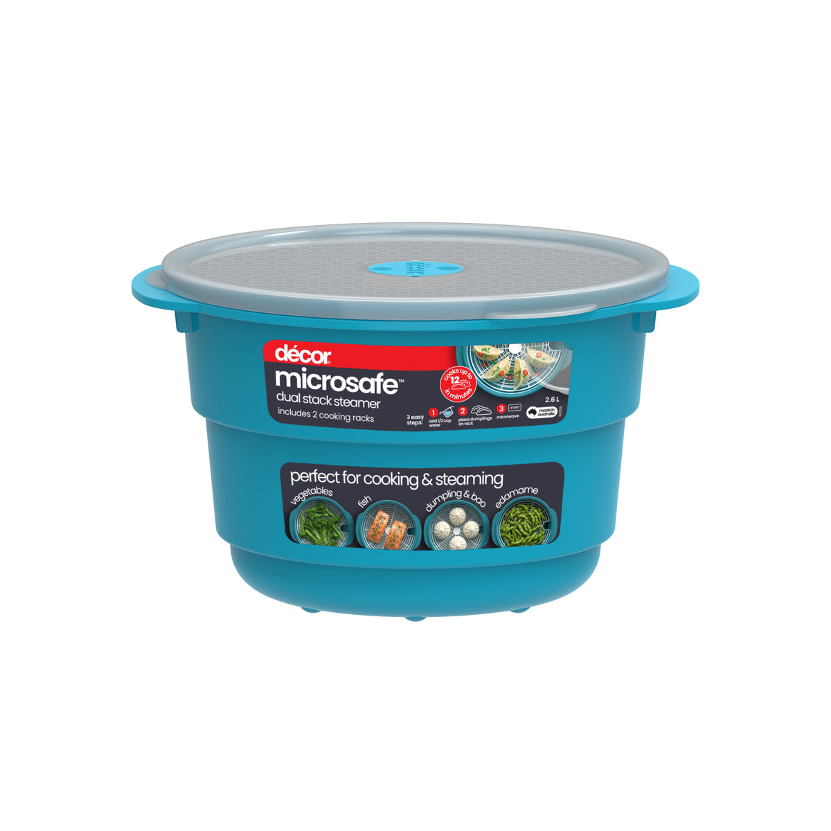 Microwave Dual Stack Steamer, Round, 2.6L