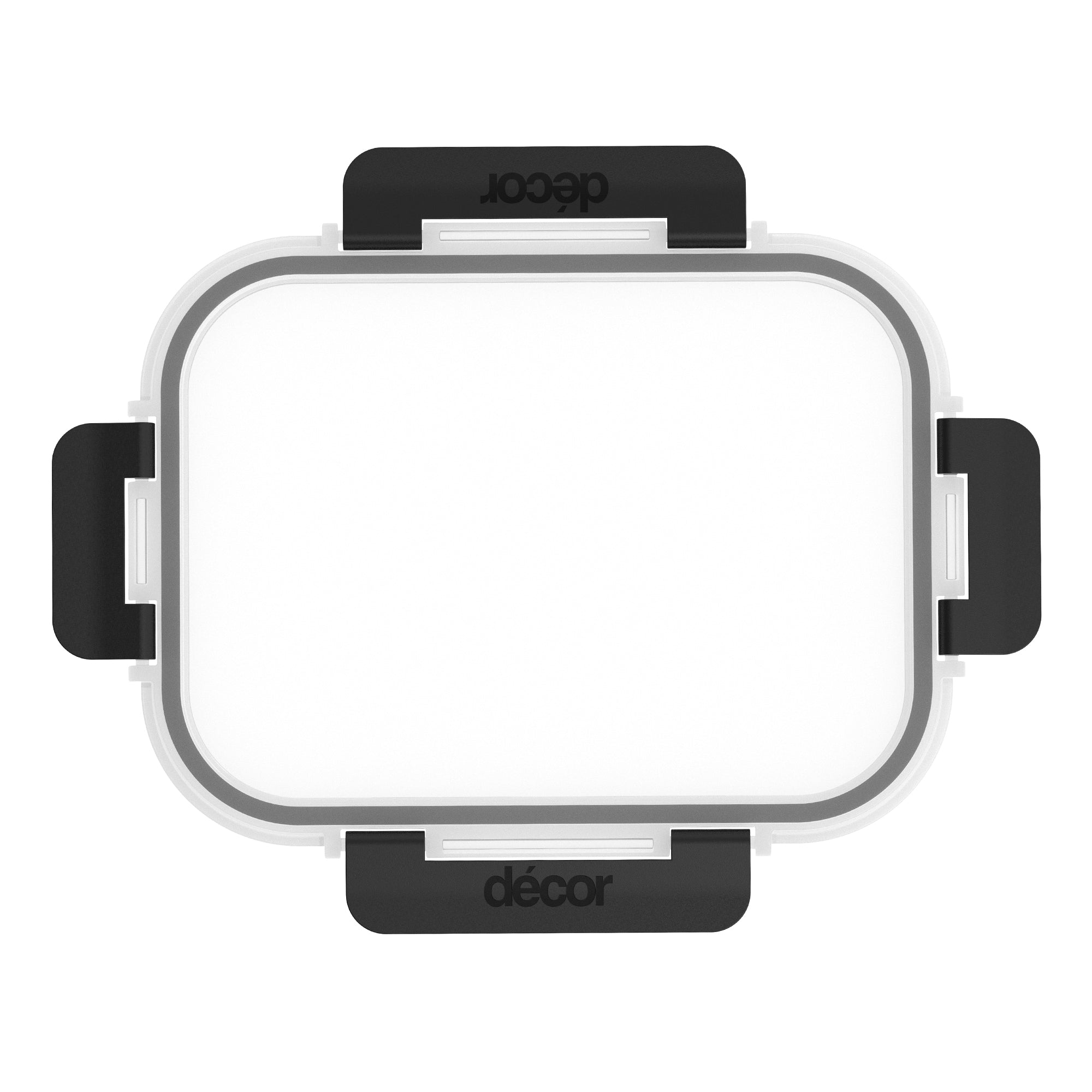 Premium Glass Clips Lid, Black, Oblong, 980ml, 1L